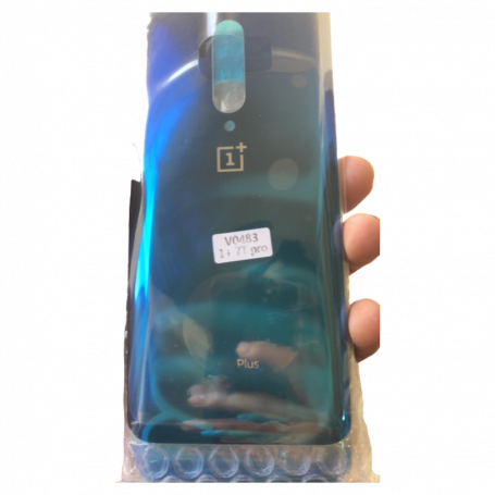 Vitre arrière OnePlus 7T Pro Bleu - Avec logo + Adhesif
