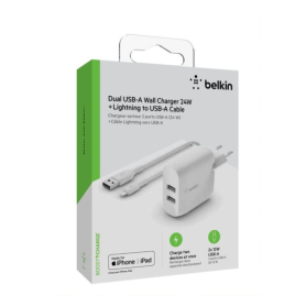 Kit Chargeur Lightning + 2 Ports USB-A BELKIN 24W | Etech-Parts