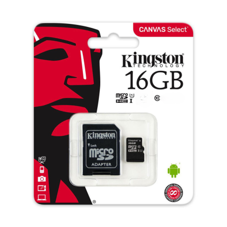 Kingston 16GB Memory Card - Micro SDHC + SD Adapter (Origin)