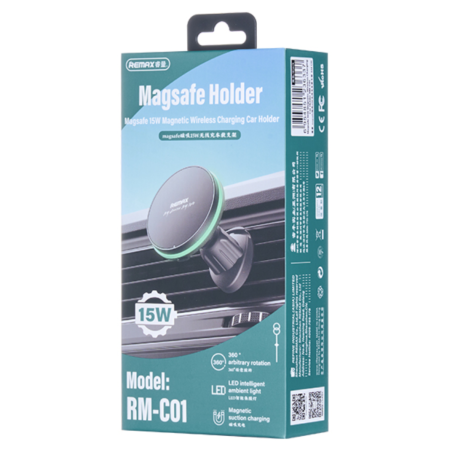 Remax RM-C01 15W MagSafe Magnetic Car Charging Mount - Black