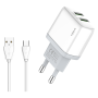 Chargeur Rapide Duo USB 2.1A + Câble USB/USB-C XSSIVE XSS-AC54-C