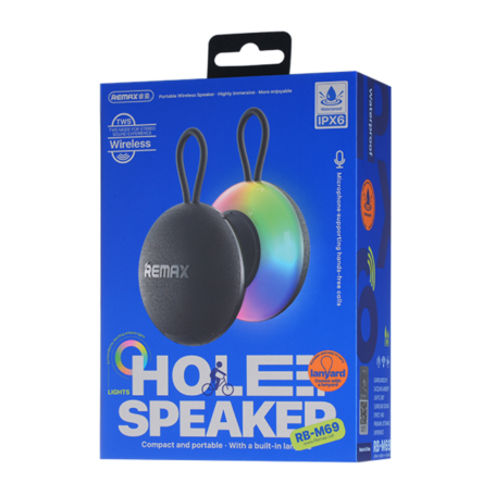 REMAX RB-M69 1000mAh Portable Wireless Speaker - with Lights - IPX6 Waterproof - Black