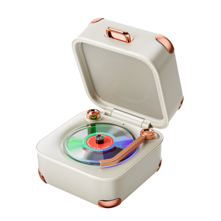 Enceinte Portable Bluetooth 5.4 1200 mAh REMAX Treasure Box RB-M71 - design rétro - son stéréo 360° - Beige