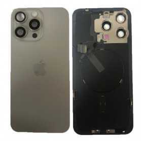 Vitre Cache Arrière iPhone 15 Pro Max Titane Naturel Origine Grade B - Remplacement de Qualité