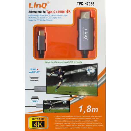 Adaptateur Type-C / HDMI 4K 1,8m LinQ TPC-HD7394
