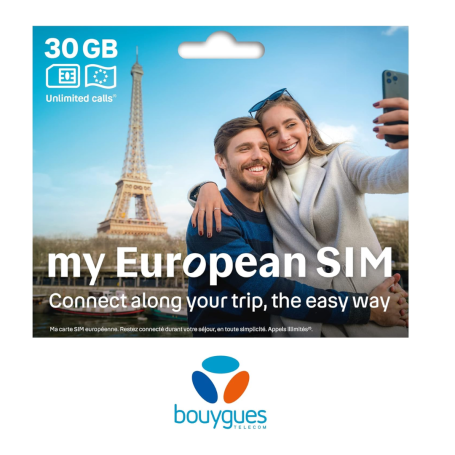Bouygues My European Prepaid SIM Card - 30G + unlimited calls & texts