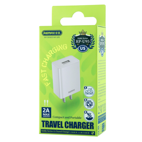 Chargeur 2.4A REMAX Kiddy Series RP-U95 - EU - Blanc