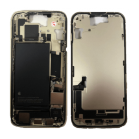 Chassis iPhone 15 sans Vitre Arrière avec Batterie Jaune (Origine Demonté) Grade AB