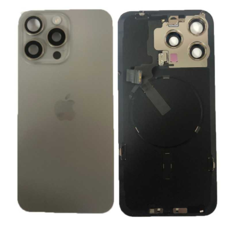 Vitre Cache Arrière iPhone 15 Pro Max Titane Naturel (Origine Demonté) - Grade AB