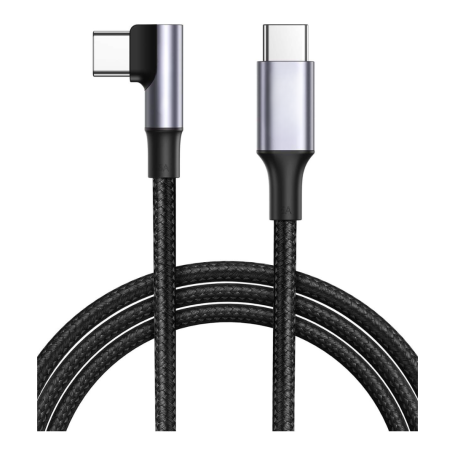 Câble USB-C  / USB-C Coudé 90 Degrés Nylon Tressé - 1M Noir