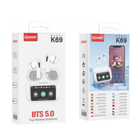 Earbuds, Headphones - Wireless earphones with LCD screen - D-power K69, wholesale price
