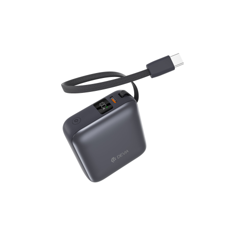 Power Bank with integrated cable - DEVIA Ultra1 PD 35W - 10000mAh - Grey