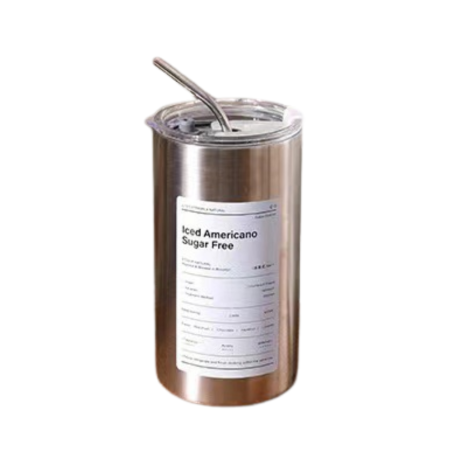 350ML Insulated Stainless Steel Water Bottle with Straw - Stainless Steel Color