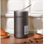600ML Insulated Stainless Steel Water Bottle with Straw - Grey