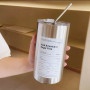 Bouteille d'eau en acier inoxydable isotherme avec paille en acier inoxydable 600ML - Couleur acier inoxydable
