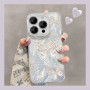 Glittery Soft Case for iPhone - Silver Butterflies on Gradient Background with Silver Feather Effect