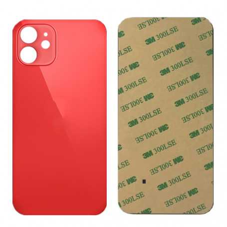 Vitre arrière iPhone 12 Rouge (Grand trou) Avec Logo