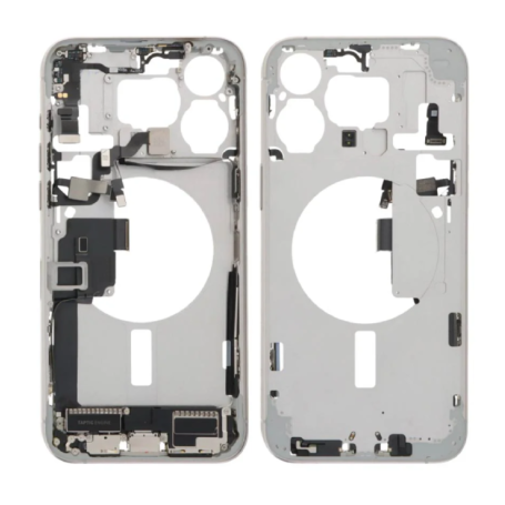 Châssis Vide sans Vitre Arrière iPhone 15 Pro Max Blanc - (Origine Demonté) Grade AB