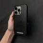 Soft case for iPhone in black faux leather Minimalist design - "@Lovely Power Bonne Journée"