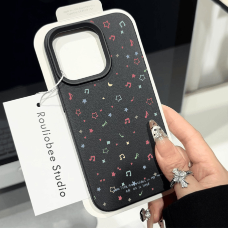 Protective case in Litchi texture for iPhone - musical and matte finish
