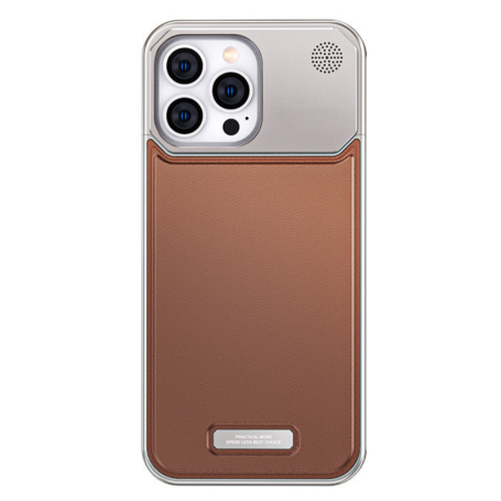 Shockproof Magnetic Aluminum and Leather Case with Built-in Perfume - Brown