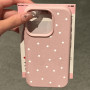 Coque de Protection iPhone Rose Litchi à Pois Blancs - Élégance et Sécurité