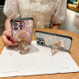 Magnetic Protective Case for iPhone Decorative Stand Beaded Bracelet - Elegant Pink Style