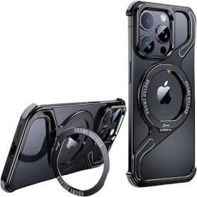 Minimalist Metal Case with 360° Magnetic Support - Sleek Borderless Z Shape in Black