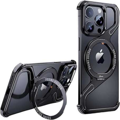 Minimalist Metal Case with 360° Magnetic Support - Sleek Borderless Z Shape in Black