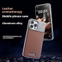 Shockproof Magnetic Aluminum and Leather Case with Built-in Perfume - Brown