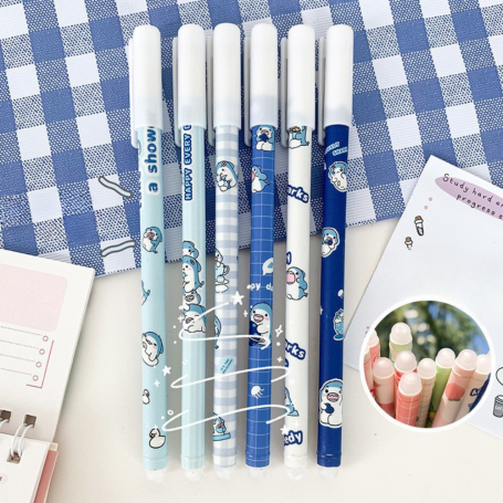 Stylo à encre effaçable 0.5mm - Bébé requin - Bleu foncé - (10pcs)