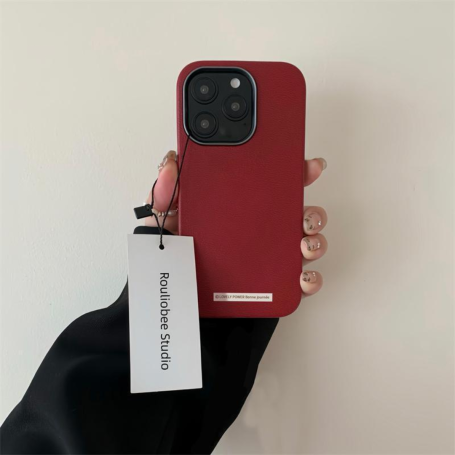 Coque souple pour iPhone en simili cuir rouge Design minimaliste - @Lovely Power Bonne journée