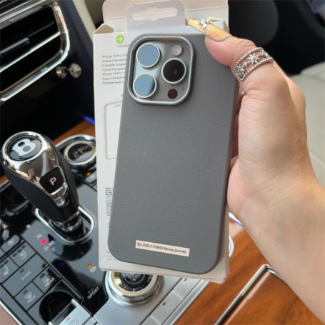 Coque souple pour iPhone en simili cuir gris Design minimaliste - @Lovely Power Bonne journée