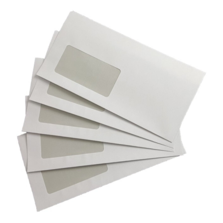 Enveloppe longue avec fenêtre , autocollante , 220x110 mm - 50 Pcs