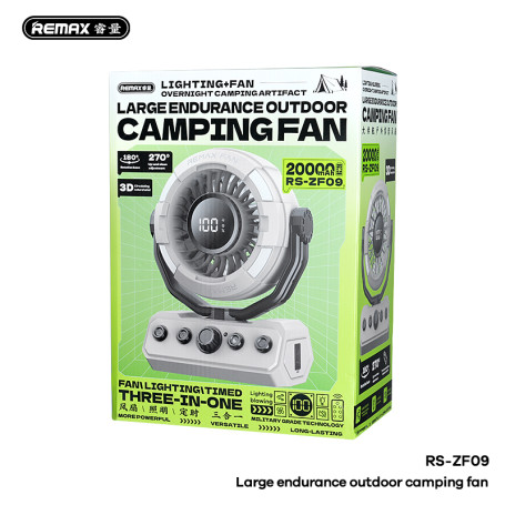 Ventilateur de Camping Extérieur à Longue Durée de Vie de La Batterie REMAX RS-ZF09 - Marron