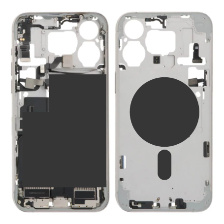 iPhone 15 Pro Titanium White Chassis without Back Glass with Battery (Original Disassembled) Grade AB