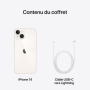iPhone 14 128 Go Lumière stellaire - Grade A avec boîte et câble