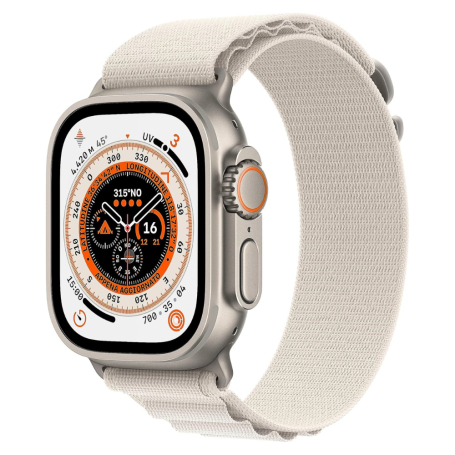 Apple Watch Ultra Cellulaire 49mm Titane Naturel - Alpine Loop Stellaire - Grade A avec Boîte & Accessoires