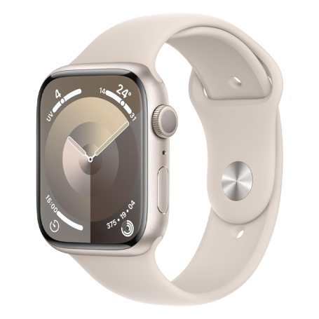 Apple Watch Series 9 GPS 45mm Aluminium Stellaire Grade AB avec Bracelet Sport Boîte et Chargeur Inclus