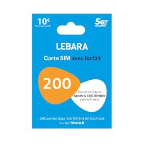 Carte SIM Prépayée Lebara Mobile : Internet Illimité + 200 Go Sans Engagement