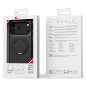 Coque de Protection MagSafe iPhone 17 Pro Max - Comma Joy Noir avec Stand Rotatif 360° Série Elegant