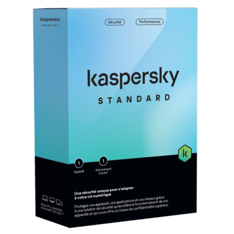 Logiciel Antivirus Kaspersky Standard - Protection 1 Appareil pour 1 An | Sécurité Internet Optimale
