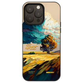 Oil-Painted Rice Field iPhone Case - Black | Stylish & Durable Protection