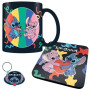Disney 3-in-1 Gift Set Mug Coaster Keychain Stitch & Angel Perfect for Disney Fans