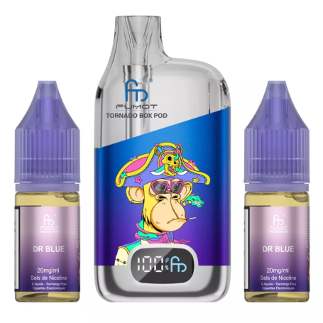 Vapoteuse Rechargeable Tornado BOX POD - 28000 Puffs - E-Liquide Dr Blue Haute Performance