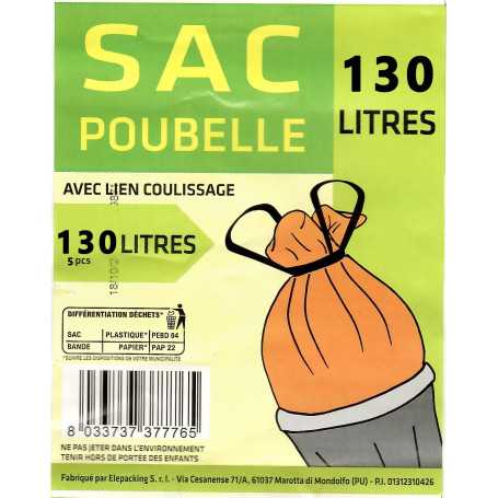 Achetez Sac Poubelle avec Liens Coulissants 130L - Lot de 120 - SP130 Offres Exclusives
