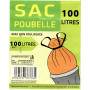 Sac Poubelle à Liens Coulissants 100L - Lot de 128 - Parfait pour Déchets Volumineux