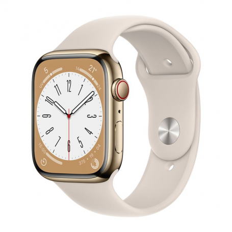 Apple Watch Series 7 Cellulaire 45mm Or Acier Inoxydable avec Boucle Milanese - Grade A avec Boîte & Chargeur