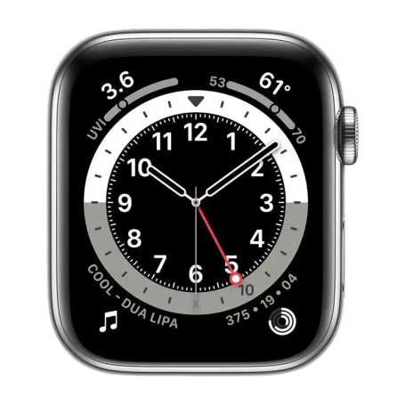 Apple Watch Series 6 Cellular 44mm White Stainless Steel No Strap Grade A with Box & Charger - Premium Quality Deal
