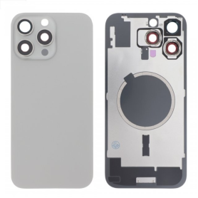 Vitre Arrière iPhone 15 Pro Max Titane Argent avec MagSafe - Remplacement Premium Sans Logo